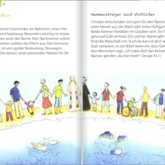 Familien halten Händchen am Strand, ein Hinweis auf die Taufe und die Bedeutung von Namen für die Grundschule.