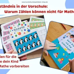 Lernkarten mit Pinguinen und Waschbären zeigen die Kraft der 5. Ein Vorschulblock bereitet Kinder auf die Schule vor.