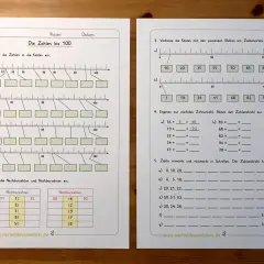 Rechentabellen Klasse 2: Übungen mit Zahlenstrahl, Nachbarzahlen und Addition bis 100.