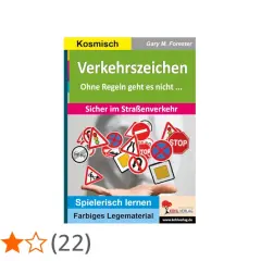 Buchcover "Verkehrszeichen" mit vielen Symbolen, ideal für die Grundschule. Spielerisch lernen im Straßenverkehr.