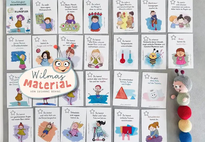 Arbeitsblatt Einschulung Test: Bildkarten zur Überprüfung von Basiskompetenzen für die Einschulung.