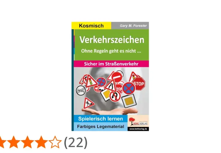 Buchcover "Verkehrszeichen" mit vielen Symbolen, ideal für die Grundschule. Spielerisch lernen im Straßenverkehr.