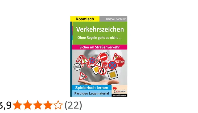 Buchcover "Verkehrszeichen" mit vielen Symbolen, ideal für die Grundschule. Spielerisch lernen im Straßenverkehr.