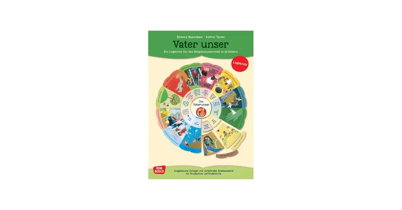 Legekreis "Vater unser" für die Grundschule. 12 Bilder erklären das Gebet kindgerecht.