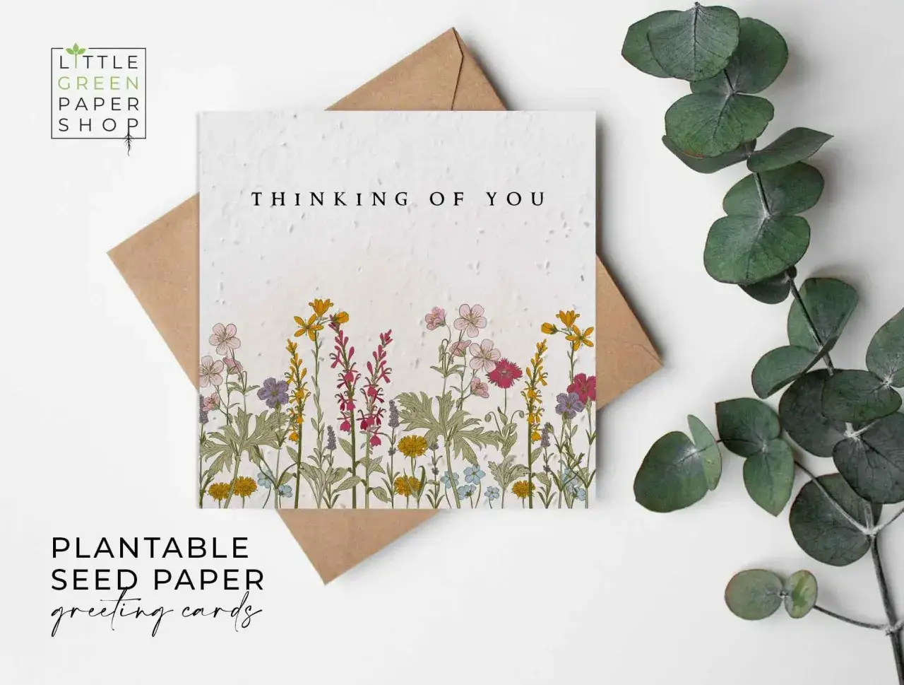 Gru&szlig;karte aus samenpapier mit Blumenmotiv. Ideal, um 